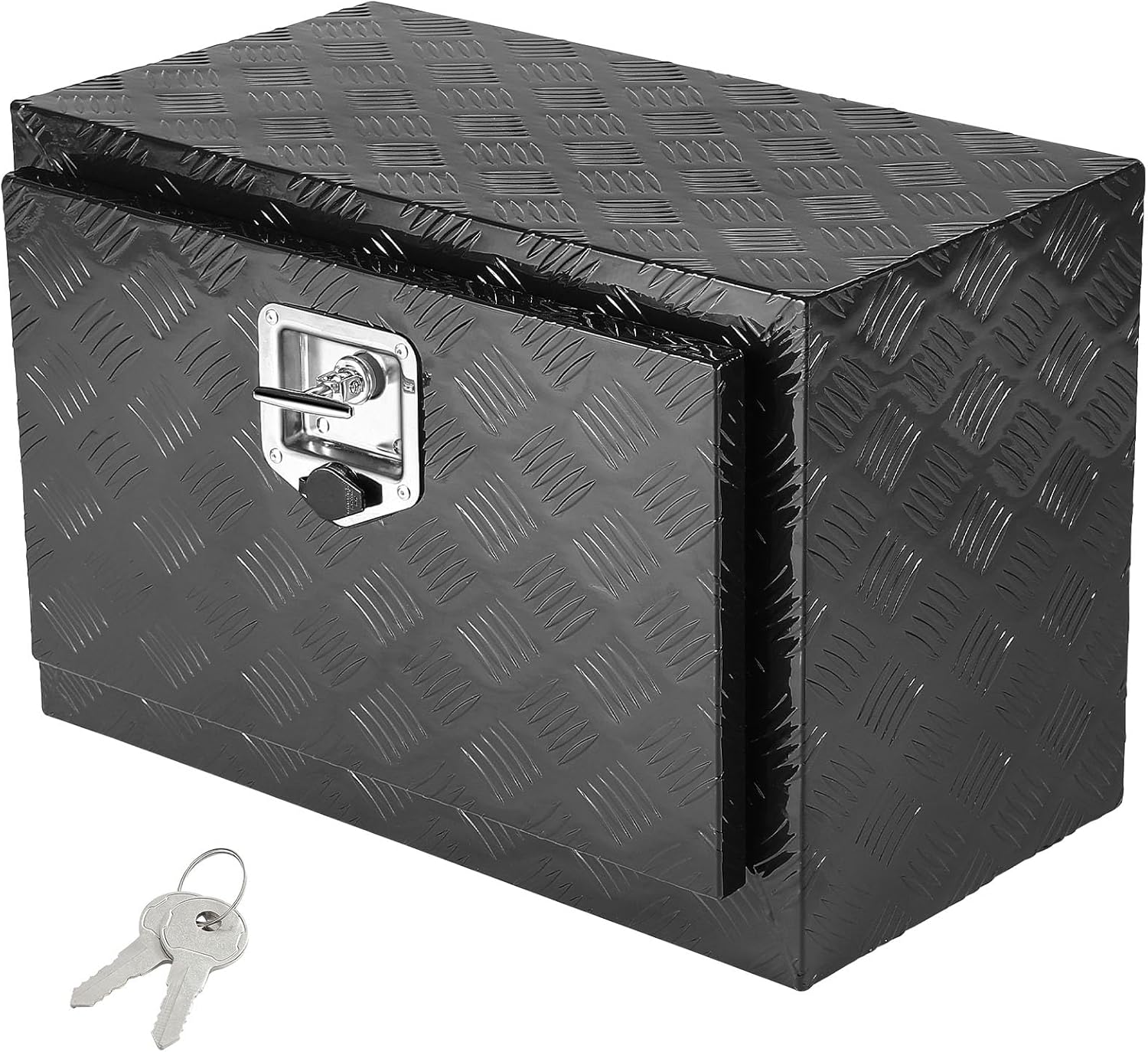 VEVOR Underbody Truck Box, 24' x 17' x 18', Heavy Duty Aluminum Diamond Plate Tool Box with Lock and Keys, Waterproof Trailer Storage Box with T-Handle Latch for Truck, Van, Trailer