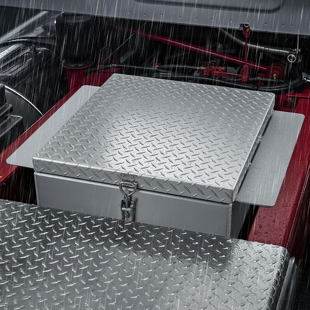 VEVOR Truck Bed Tool Box, Heavy Duty Aluminum Tool Box with Diamond Plate, Storage Toolbox Chest Organizer Supports up to 220 lbs, Ideal for Pickup, Truck Bed, RV, Trailer, 30.3 x 24 x 12.2 in, Silver
