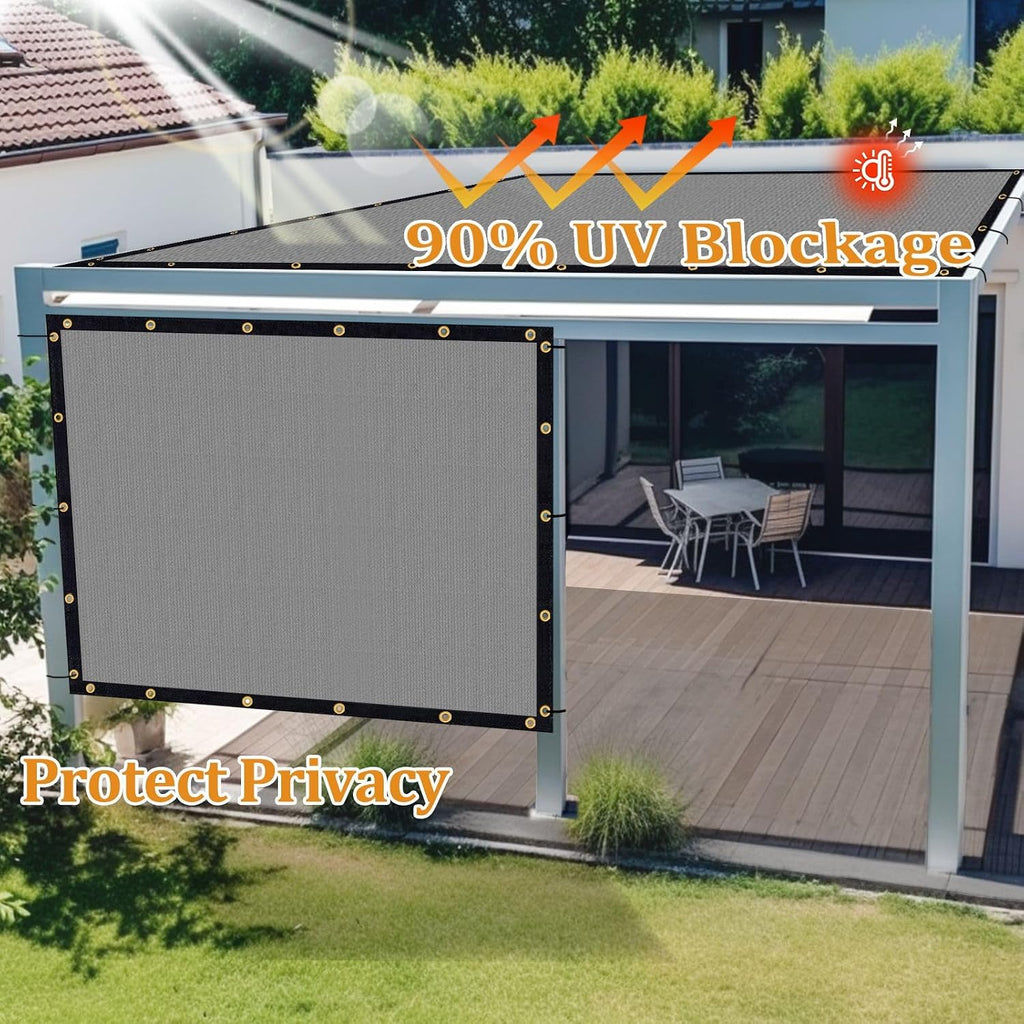 Shade&Beyond Customized Size 8' X 10' Shade Cloth with Grommets, 90% UV Protection Pergola Shade Cover Mesh Tarp Sun Screens for Patio GN06, Light Gray