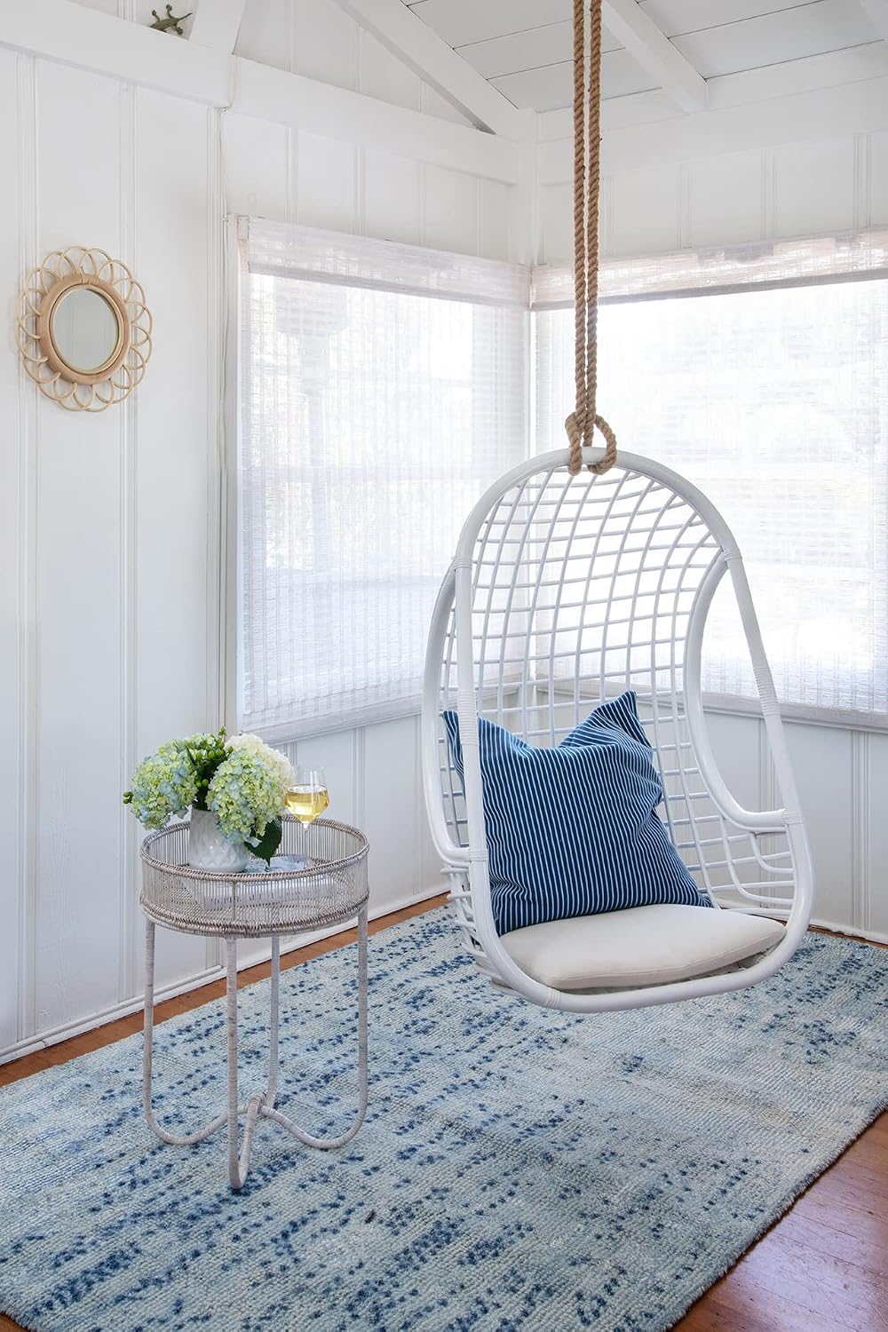 KOUBOO Grid Rattan Hanging Chair, Hammock Chairs with Stands for Patio, Hanging Egg, Swings, Bedroom, Adjustable Height Resistant, Outdoor & Indoor, Home Decore, Natural
