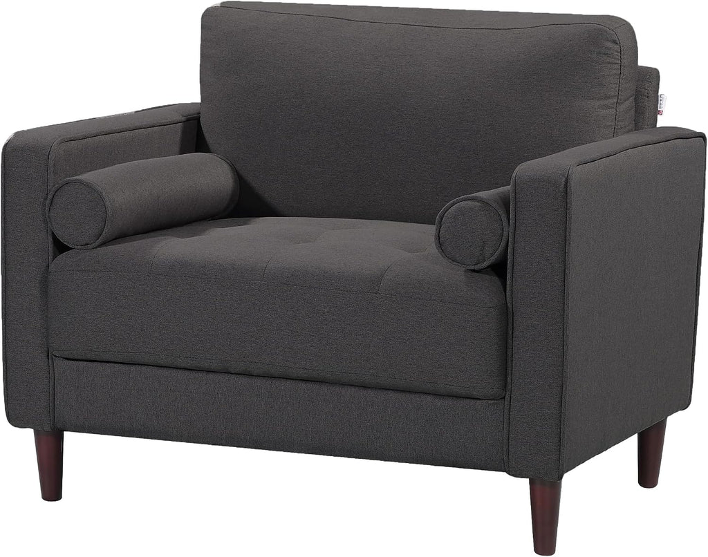 Studio Living® Lexington 39.4' Arm Chair, Mid-Century Modern, Pocket Coil Comfort, Easy Assembly, Woven Fabric, Heather Grey