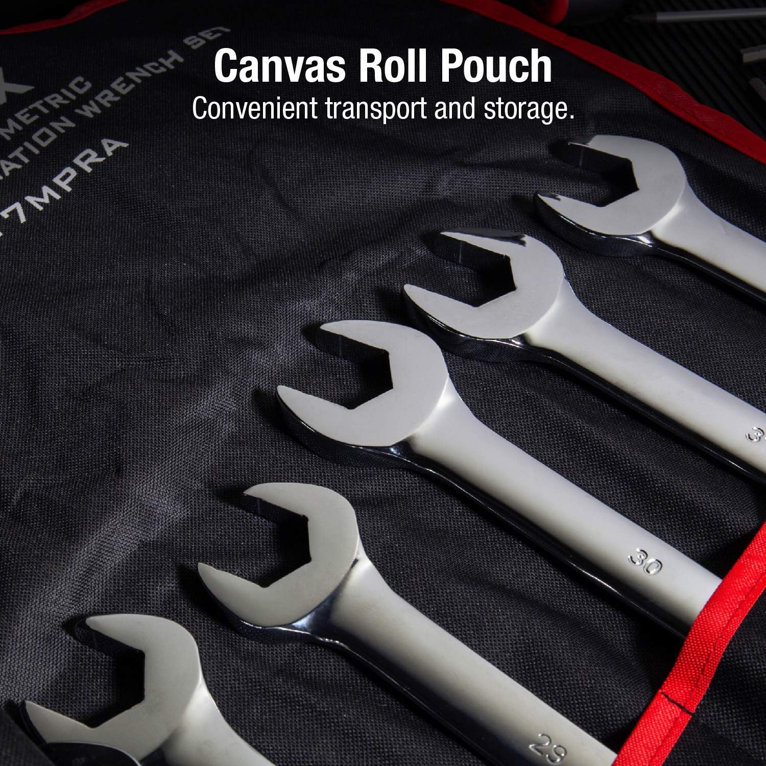 Sunex Tools 9917MPRA Metric V-Groove Combination Wrench Set, 8mm - 32mm, Fully Polished, 25-Piece (Includes Roll-Case)