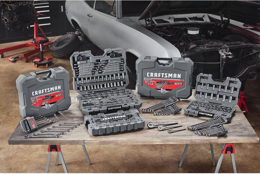 CRAFTSMAN OVERDRIVE 154-Piece Gunmetal Chrome Mechanics Tool Set, Standard SAE/Metric Socket Set, with Hard Case (CMMT99154L)