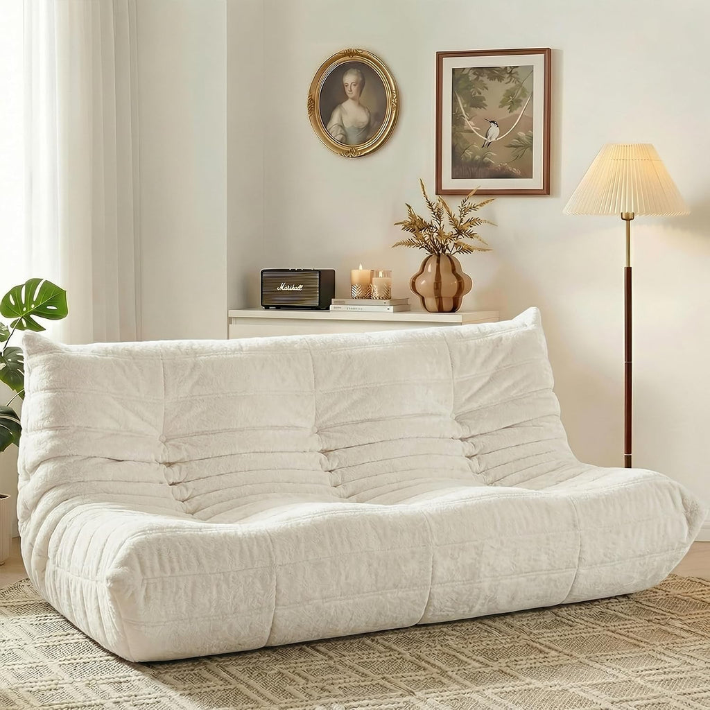 HABUTWAY Bean Bag Chair, Giant Bean Bag Chairs for Adults, 3 Seater Fireside Chair, Lazy Large Floor Bean Bag Sofa for Living Room, Bedroom, Dorm, Office (Beige)