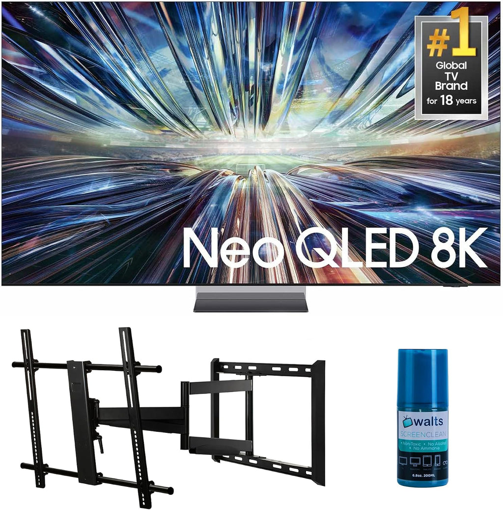 Samsung QN85QN900DFXZA 85 Inch Class QN900D Neo QLED 8K Smart TV with a Walts TV Large/Extra Large Full Motion Mount for 43-90 Inch Compatible TV's and Walts HDTV Screen Cleaner Kit (2024)
