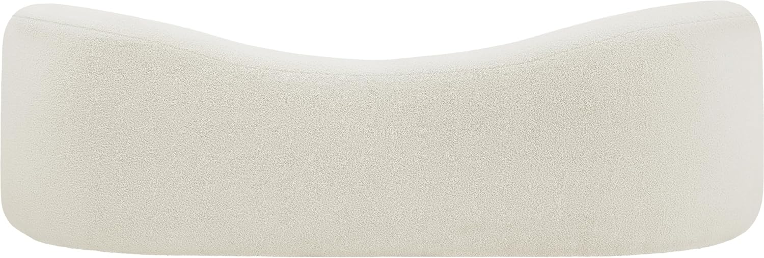 Meridian Furniture 186Cream-S Kali Collection Modern | Contemporary Sofa with Soft Cream Faux Shearling Teddy Fabric, Curved Back, 86' W x 33' D x 27' H, Cream