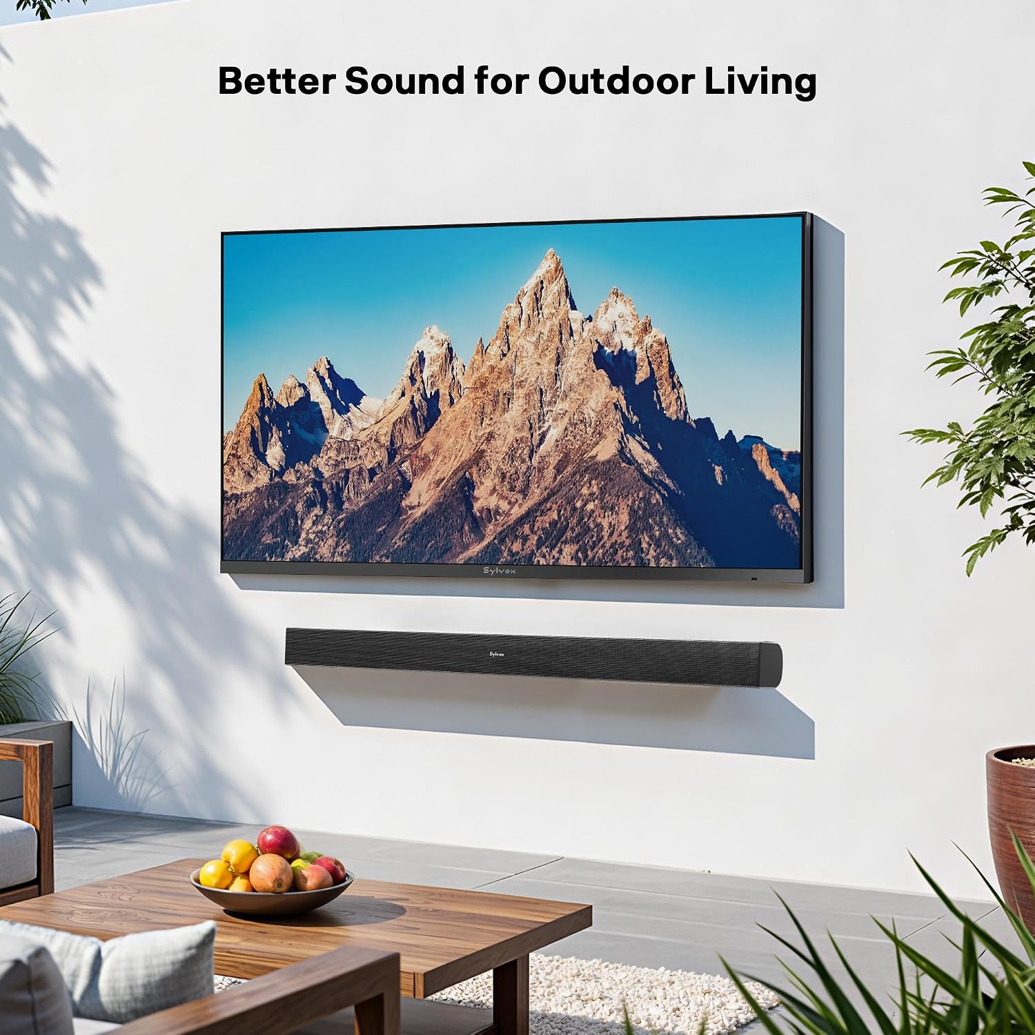 SYLVOX 65' Outdoor TV + S2 Soundbar Bundle, 4K HDR Waterproof Smart TV (Deck Pro 3.0) with 60W Outdoor Soundbar, Bluetooth, 1000 Nits, Voice Remote, for Patio & Backyard