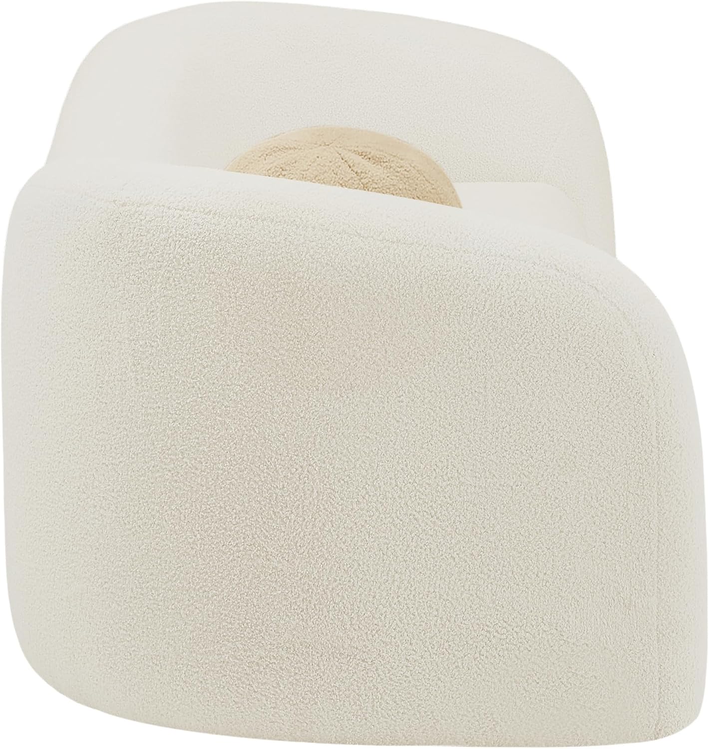 Meridian Furniture 186Cream-S Kali Collection Modern | Contemporary Sofa with Soft Cream Faux Shearling Teddy Fabric, Curved Back, 86' W x 33' D x 27' H, Cream