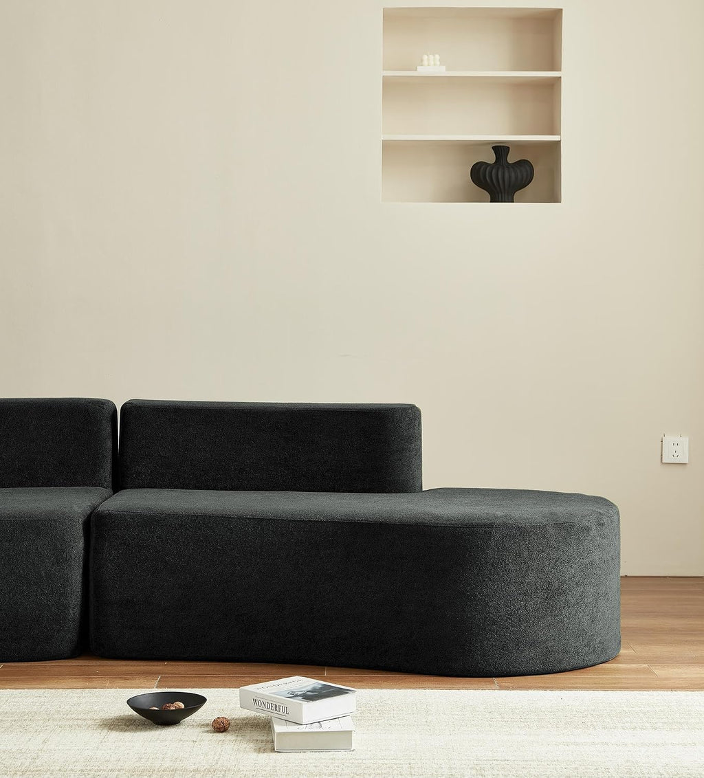 Swbvs Modular Floor Sofa Set, Boneless Memory Foam Lounge Couch, Convertible Low-Profile Seating for Living Room, Bedroom & Small Spaces, Washable Cover, Modern Black