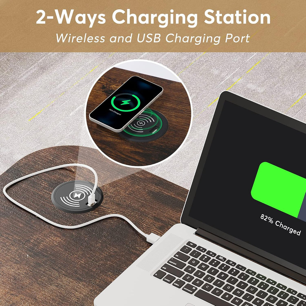 Tribesigns Portable Desk with Power Outlets, Height Adjustable Side Table Sofa Couch Bedside Laptop Computer Cart with USB Charging Ports, Mobile Small Standing Desk with Keyboard Tray
