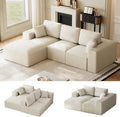 109' L-Shaped Boneless Cloud Sectional Couches, Comfy Corduroy Fluffy Modular Sectional Sofa with Left-Facing Chaise, Deep Seat Memory Foam Plush Couch for Living Room, Small Spaces, Beige White