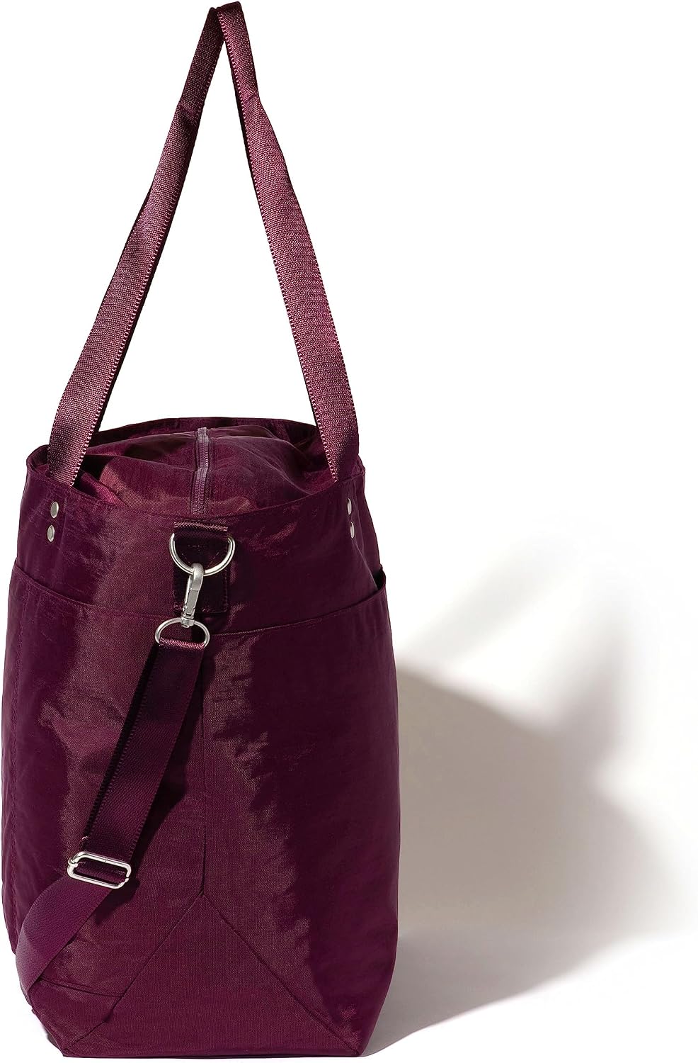 Baggallini Carryall Tote - Lightweight Nylon Zipper Top Weekender Travel Beach Bag w/Luggage Sleeve