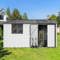 Ball & Cast 10x12 FT Outdoor Storage Shed,Metal Aluminum Waterproof Tool Sheds with Window,Heavy-Duty Sheds Unit w/Door and Vents,for Storing Bicycles,Lawnmowers,Barbeques,White+Grey