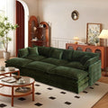 SoarFlash Chenille Sectional Sofa, Comfy Modular Coush Sofa with Ottoman, Modern 3 Seat Recliner Deep Seat Sofa Set for Living Room,Green