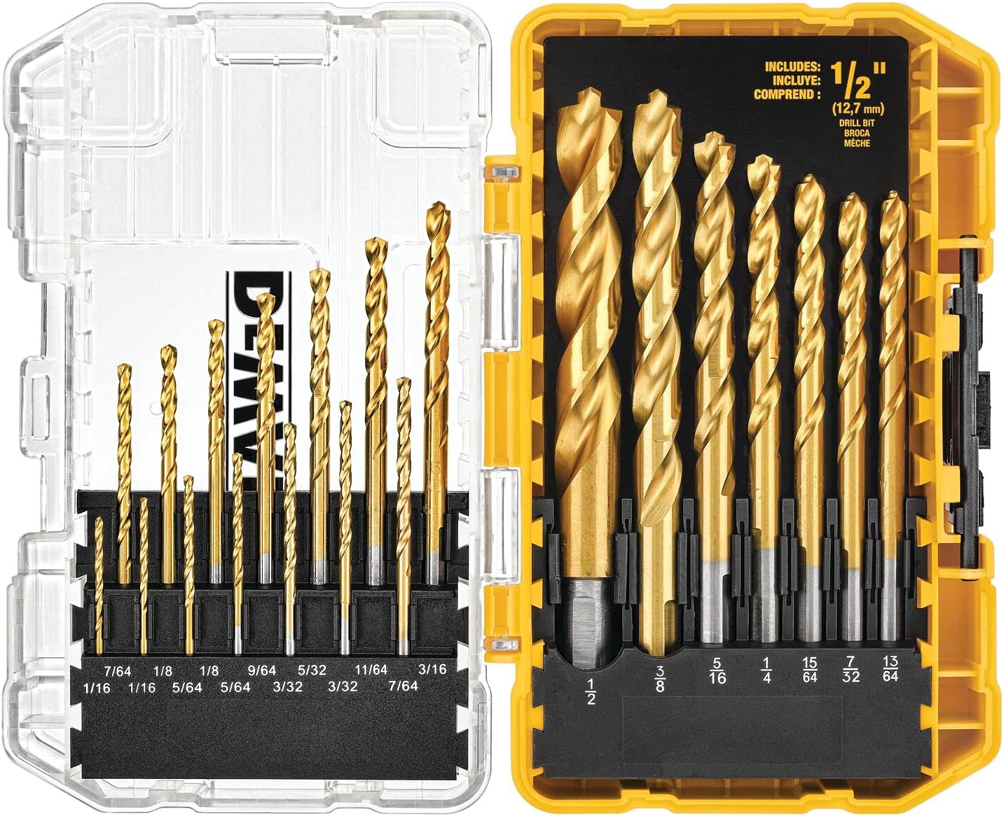 DEWALT 20V Max Cordless Drill Combo Kit, 2-Tool with Titanium Drill Bit Set, Pilot Point, 21-Piece (DCK240C2 & DW1361)