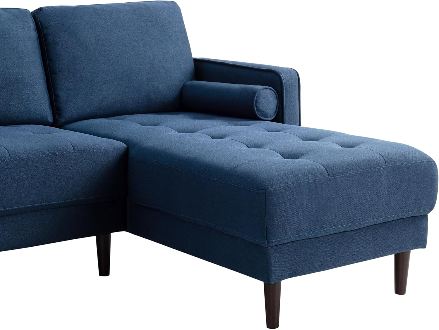 Studio Living® Lexington 83.1' Sofa Chaise, Mid-Century Modern, Pocket Coil Comfort, Reversable Chaise, Easy Assembly, Woven Fabric, Navy Blue