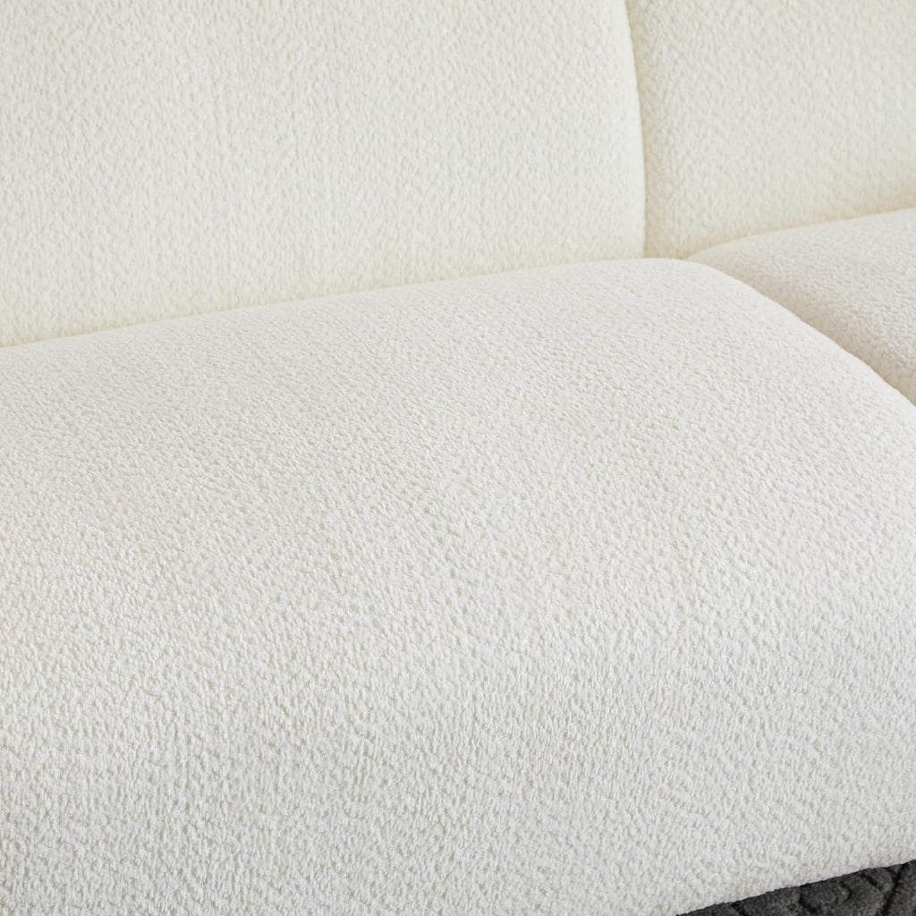 Christopher Knight Home Carine 83'' Sofa Couch, Cozy Boucle Fabric Upholstered 3-Seater Seating Sofa, Comfy Couches for Living Room and Office, Modern Oversized Loveseat, Curved Wave Design, White