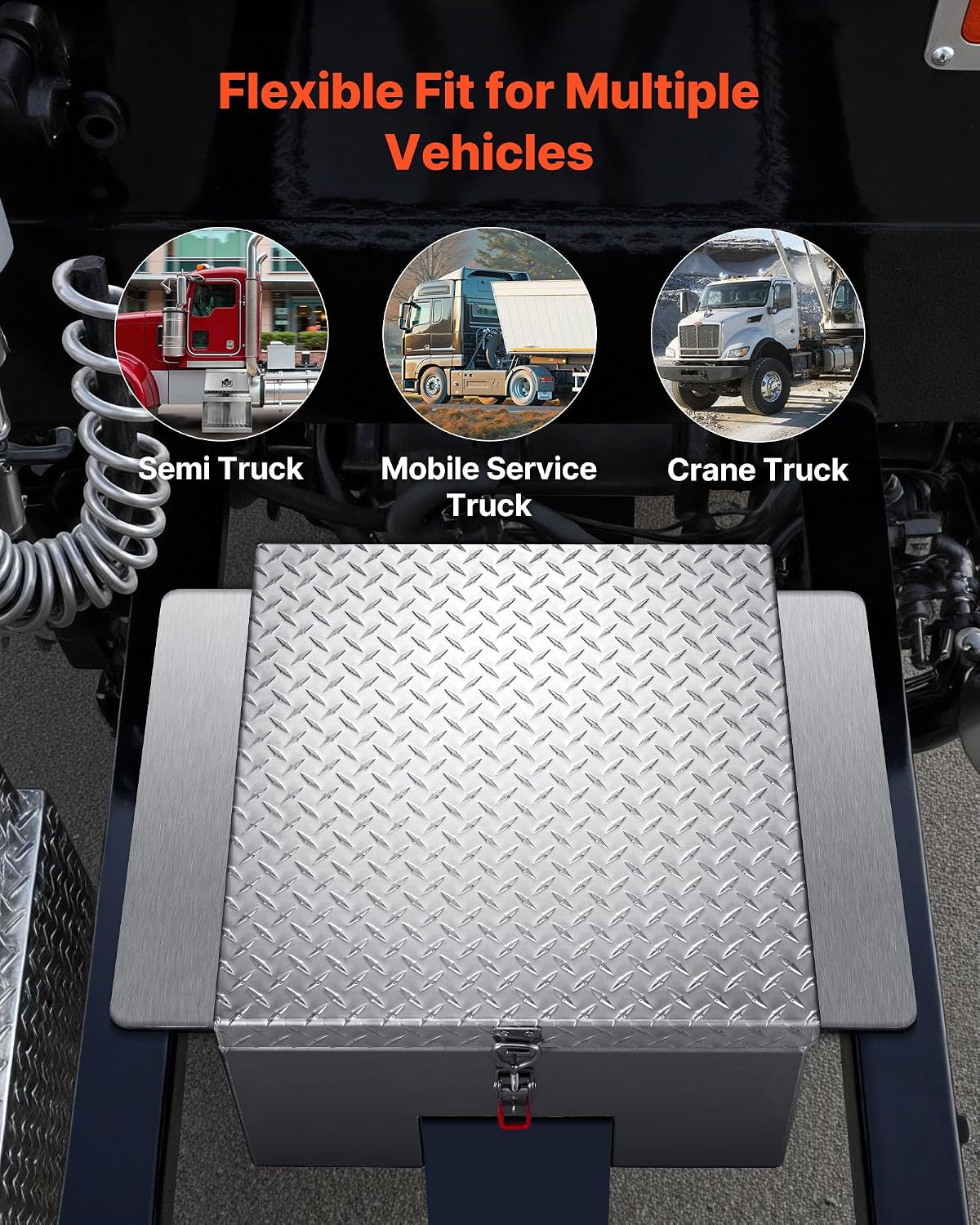 VEVOR Truck Bed Tool Box, Heavy Duty Aluminum Tool Box with Diamond Plate, Storage Toolbox Chest Organizer Supports up to 220 lbs, Ideal for Pickup, Truck Bed, RV, Trailer, 30.3 x 24 x 12.2 in, Silver