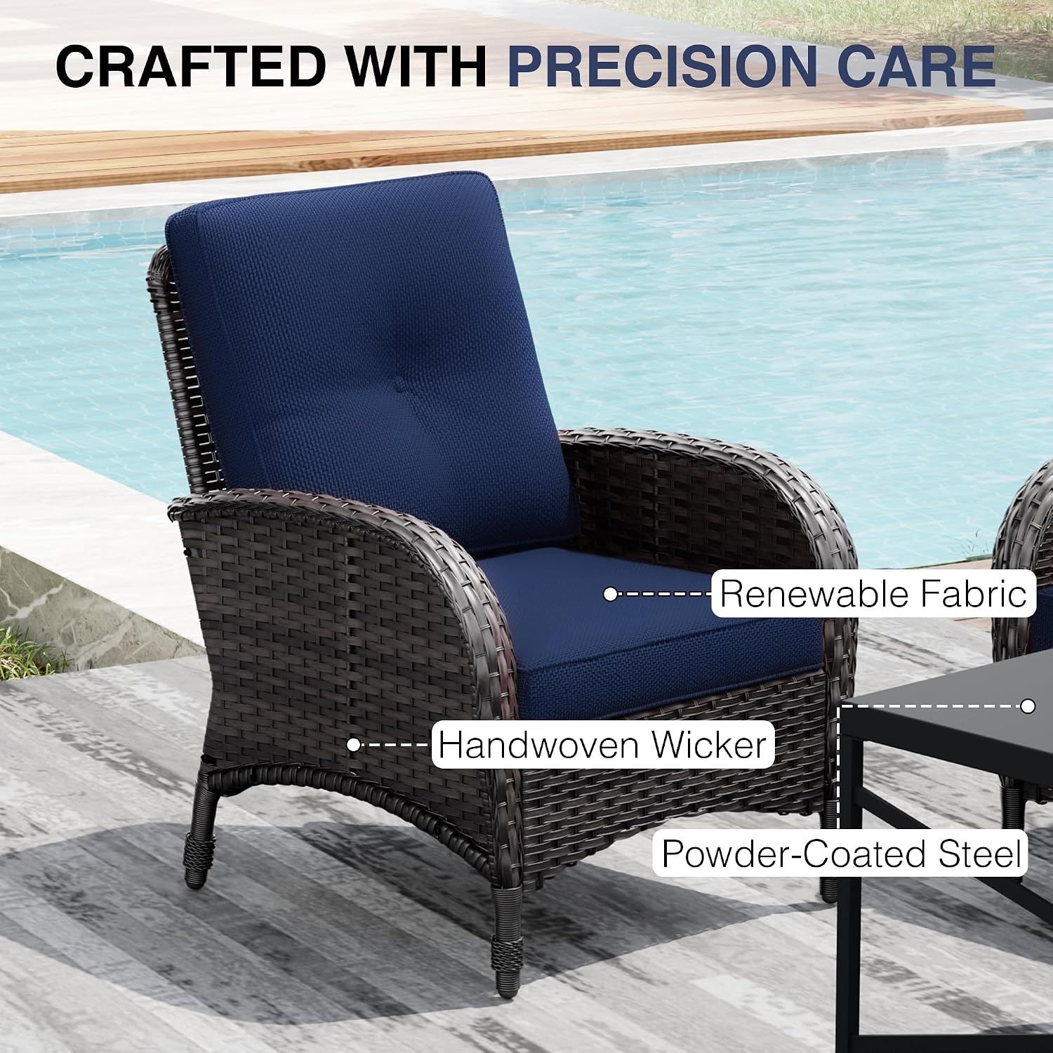 Joyside Wicker Patio Chairs, 4 Piece Rattan Outdoor Furniture with Thickened Cushions, High Back, Deep Seating, Wide Armrest, Outdoor Chairs for Porch, Deck