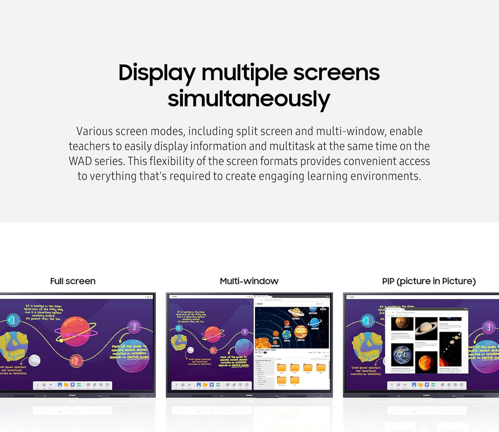 Samsung 65' WAD Interactive Display, EDLA Certification for Google Services Access, Multi-Touch Capabilities, Dual Pen Function, 3-in-1 USB-C Port, OPS Slot, LH65WADWLGCXZA