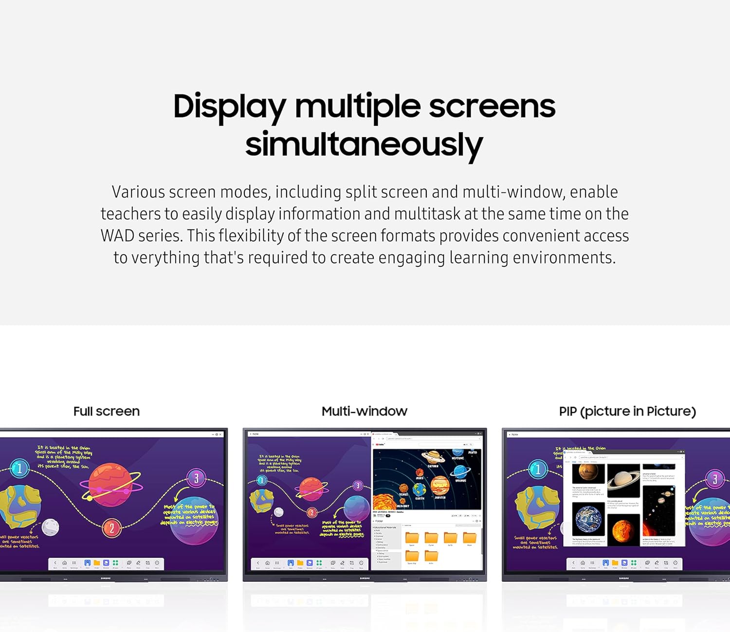 Samsung 65' WAD Interactive Display, EDLA Certification for Google Services Access, Multi-Touch Capabilities, Dual Pen Function, 3-in-1 USB-C Port, OPS Slot, LH65WADWLGCXZA