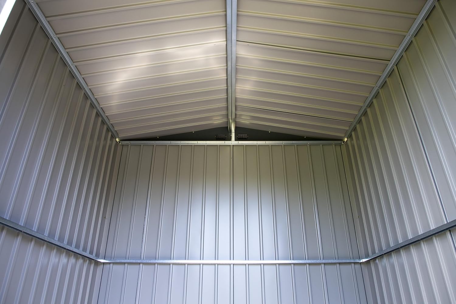 Arrow Shed Elite 14' x 14' Tall Outdoor Steel Storage Shed with High Gable and Lockable Doors Storage Building, Anthracite
