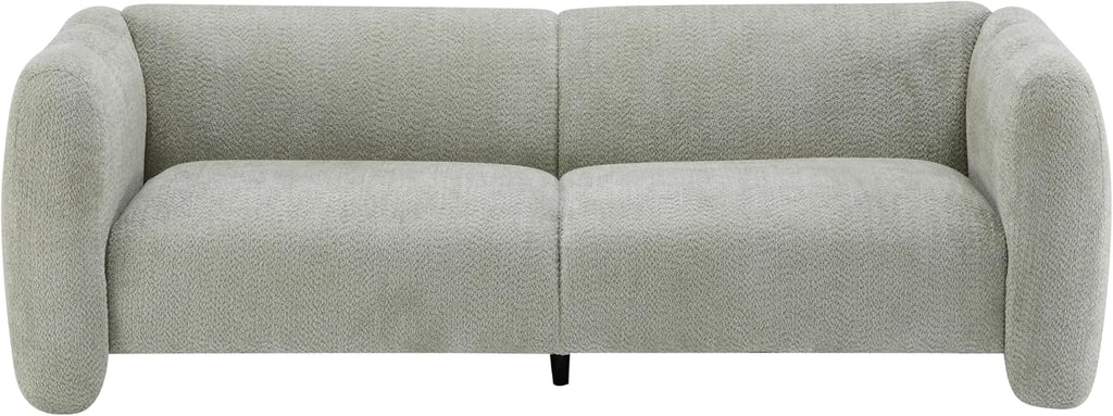 Christopher Knight Home Ahri 83'' Wood Frame Lounge Sofa Couch with Wave Design, Soft Seating 3-Seater Sofa with Armrests, Comfy Chenille Upholstered Home Sofa for Living Room, Light Green
