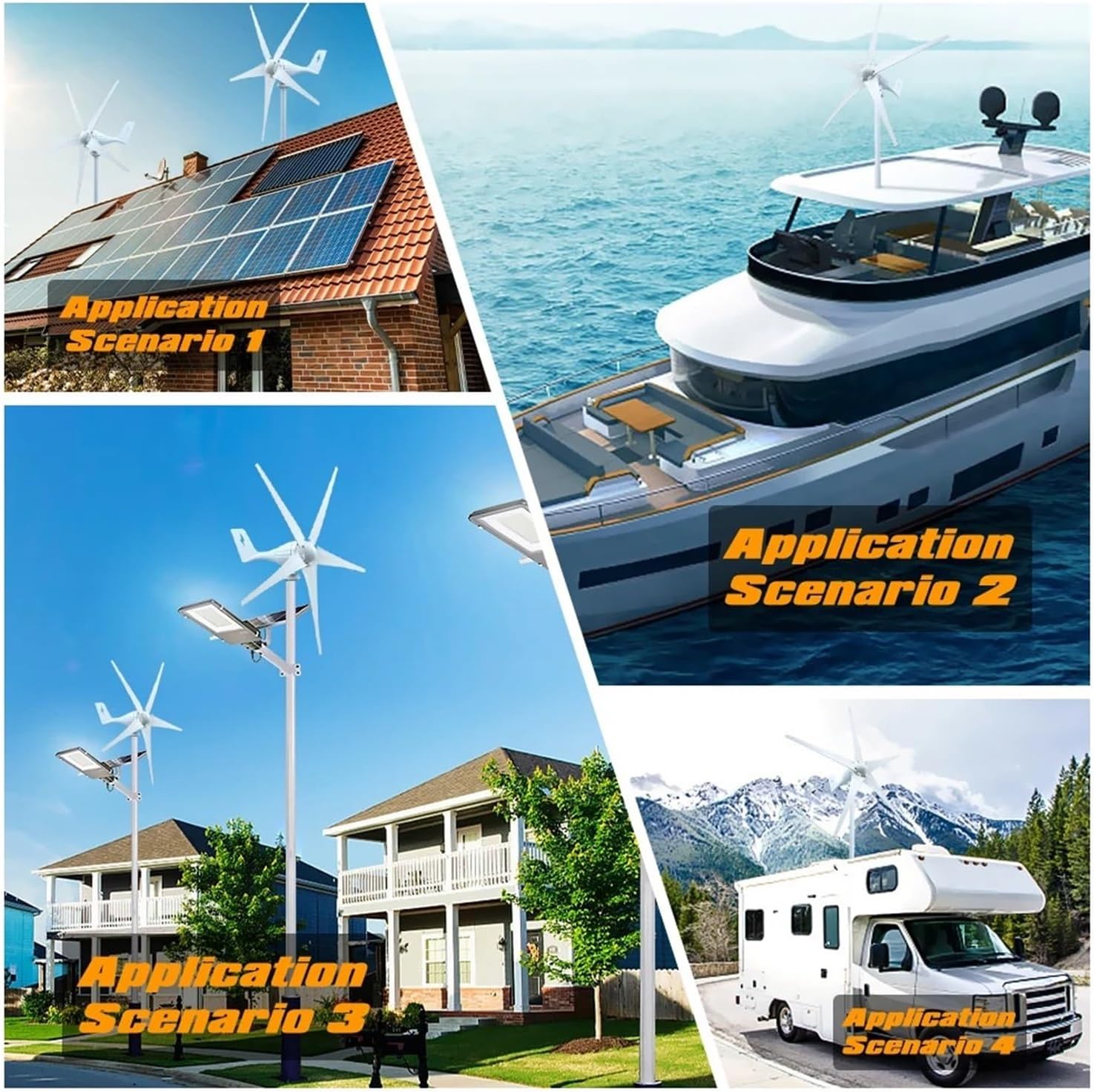 Wind Turbine Generator 3000w Horizontal 12V 24V Free Energy Magnetic Strong Power Inverter Output for Home Industrial Energy(with Hybrid Controll,12V_1000W)