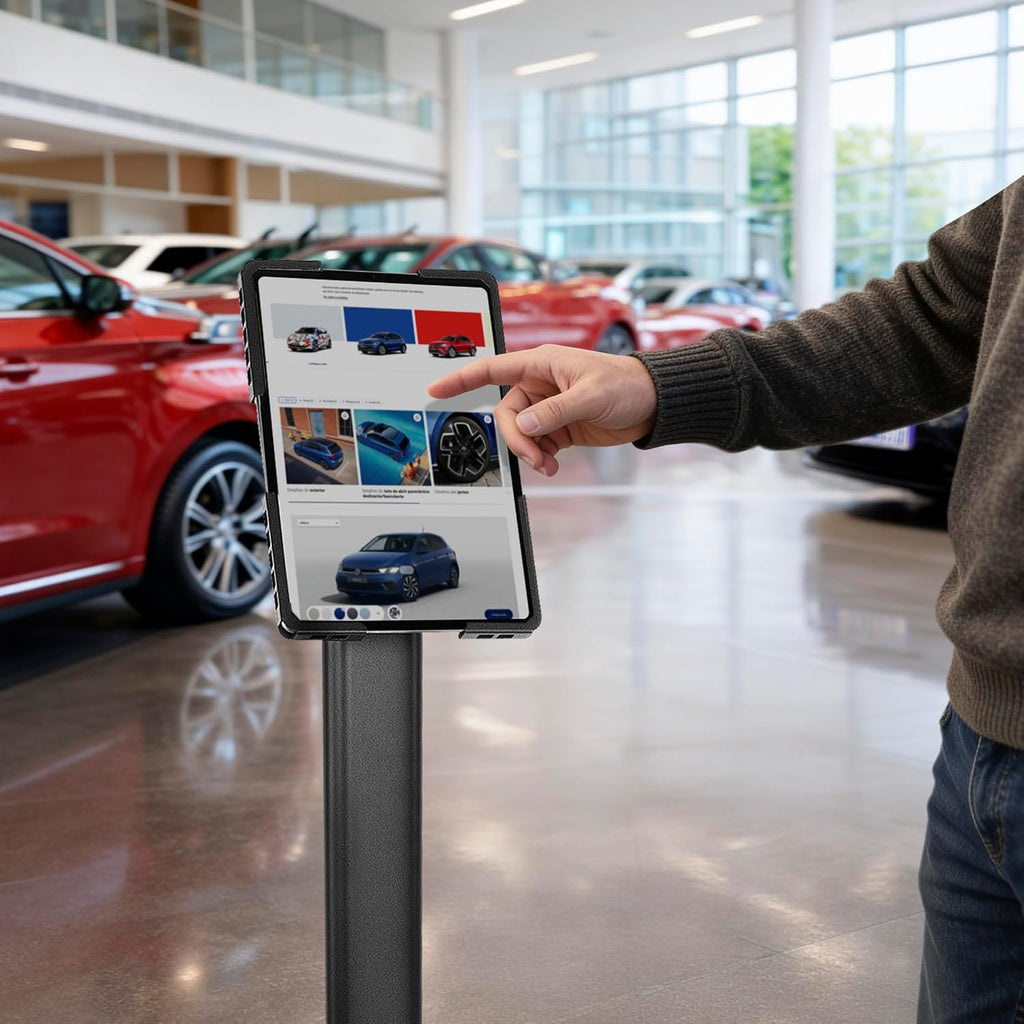 Mount-It! Anti-Theft Universal Tablet Floor Stand Kiosk, Locking Enclosure for iPad, Galaxy Tab & Surface Pro 9.7'–13.1', Height Adjustable 27.5'–47', Commercial Kiosk Stand, Black