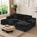 108' Boneless Couches for Living Room, U Shaped Comfy Cloud Modular Sectional Memory Foam Deep Seat Boneless Couch, No Assembly Required Sofa for Living Room with Right Facing Chaise & Ottoman, Black