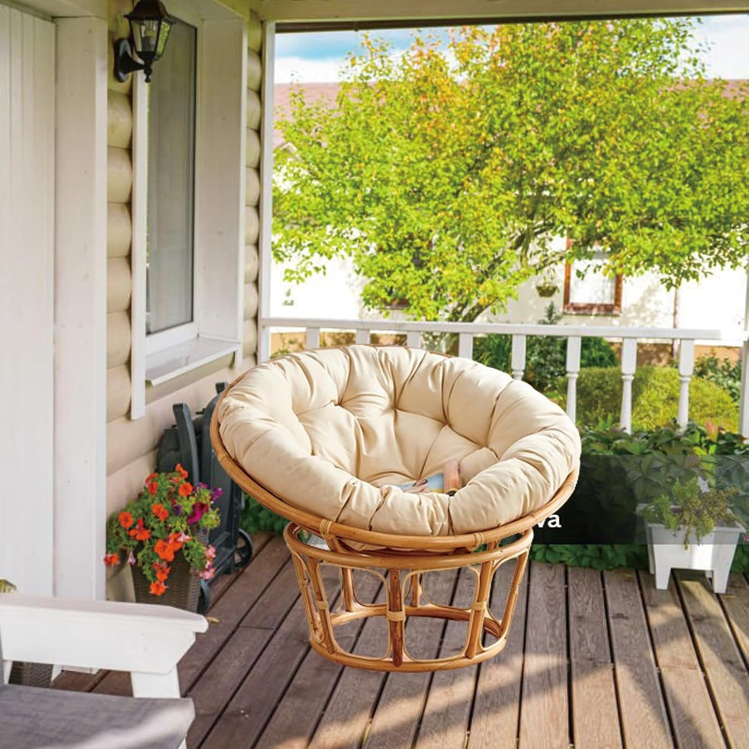 Indoor Outdoor Waterproof Papasan Chair Cushion Egg Chair Cushion Hanging Chair Cushion Patio Chair Mat for Rocking Chair Seats(Red,140 * 140cm)