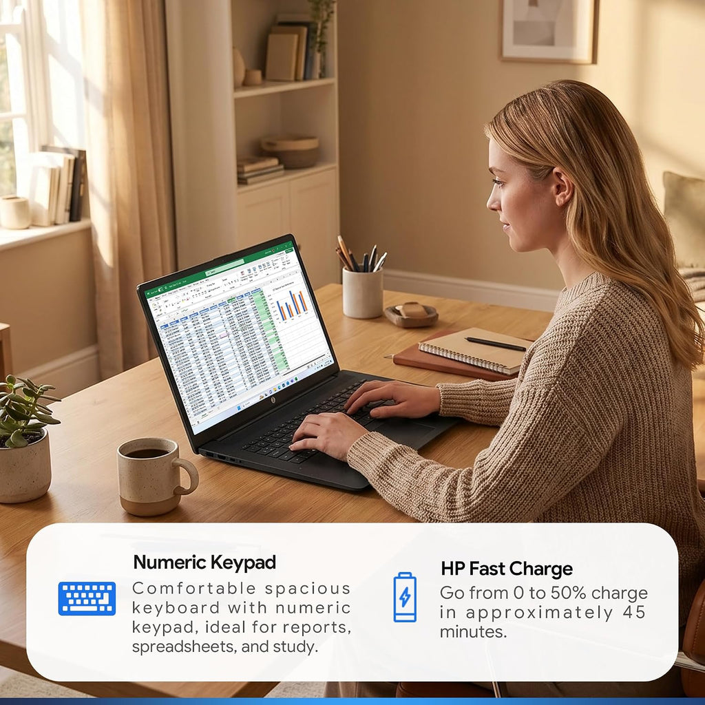 HP 17.3' Business Laptop, 13th Gen Intel i5, 16GB RAM, 256GB SSD, Windows 11 Pro, Wi-Fi 6, Flagship Business Laptop Bundle with Docking Station Jet Black, Free Web offcie
