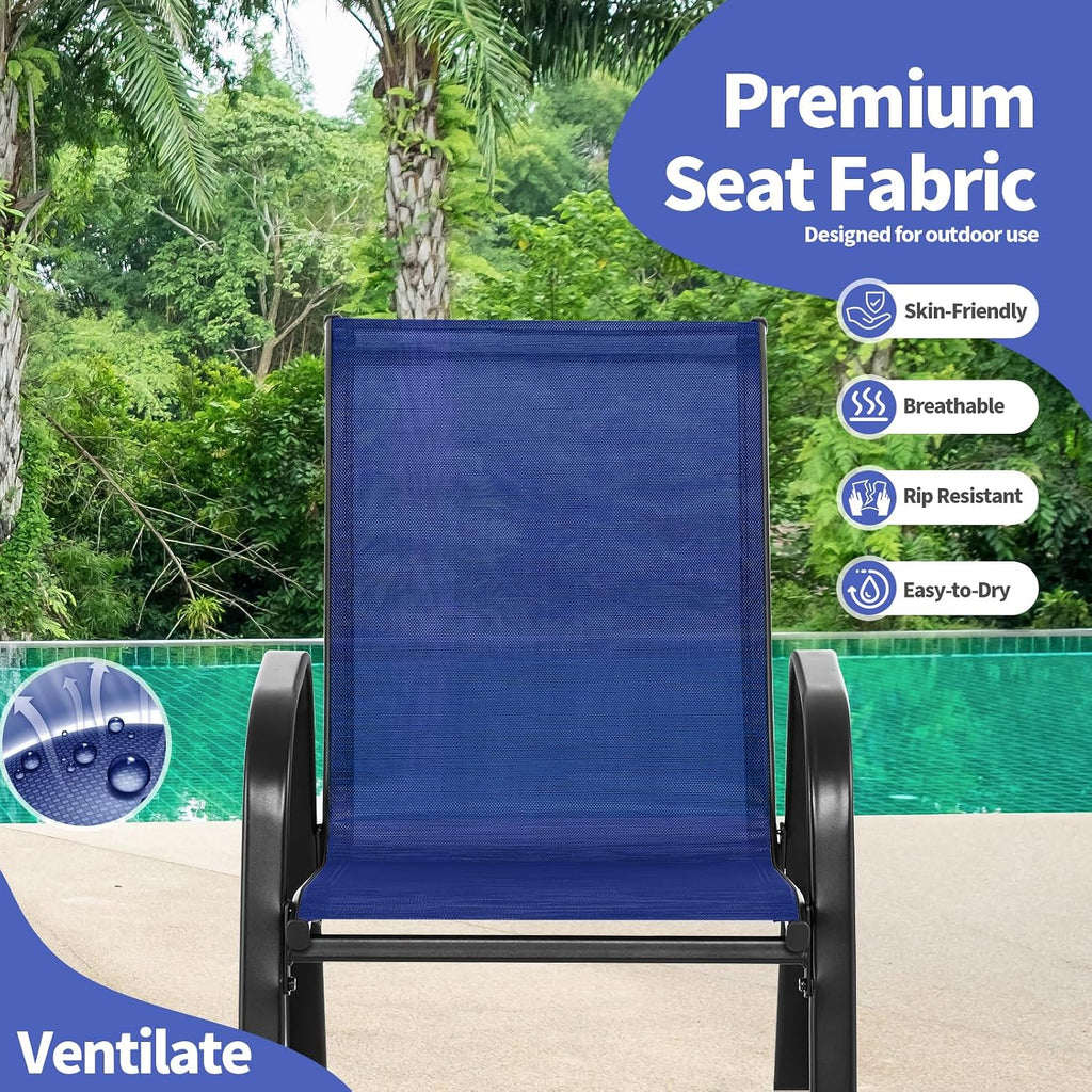 Giantex Outdoor Rocking Chairs Set of 2, Patio Rocking Chairs w/Breathable Seat & Back, Heavy-Duty Metal Support, Ergonomic Outside Rocker for Backyard, Poolside, Garden, Navy