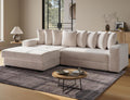 ohllob 110' Modular Sectional Sofa, L Shaped Couch with Chaise Lounge, Fluffy Corduroy Cloud Couch with Deep Seat for Living Room (Beige)