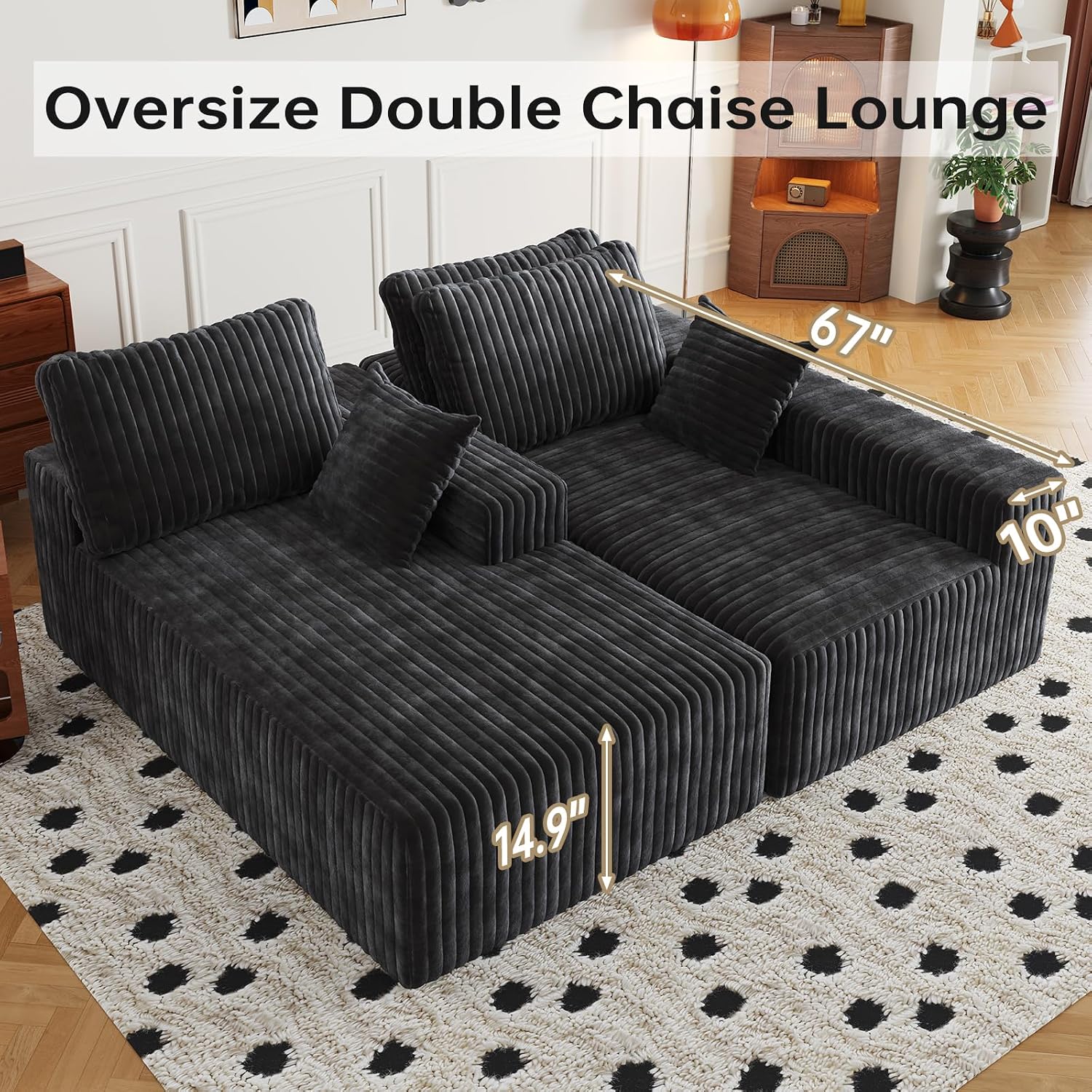 108' Modular Sectional Cloud Couch for Living Room Deep Seat L Shapes Boneless Couch with Oversized Chaise Lounge, Comfy Memory Foam Flannel Fabric Sofa for Bedroom Apartment, No Assembly Required