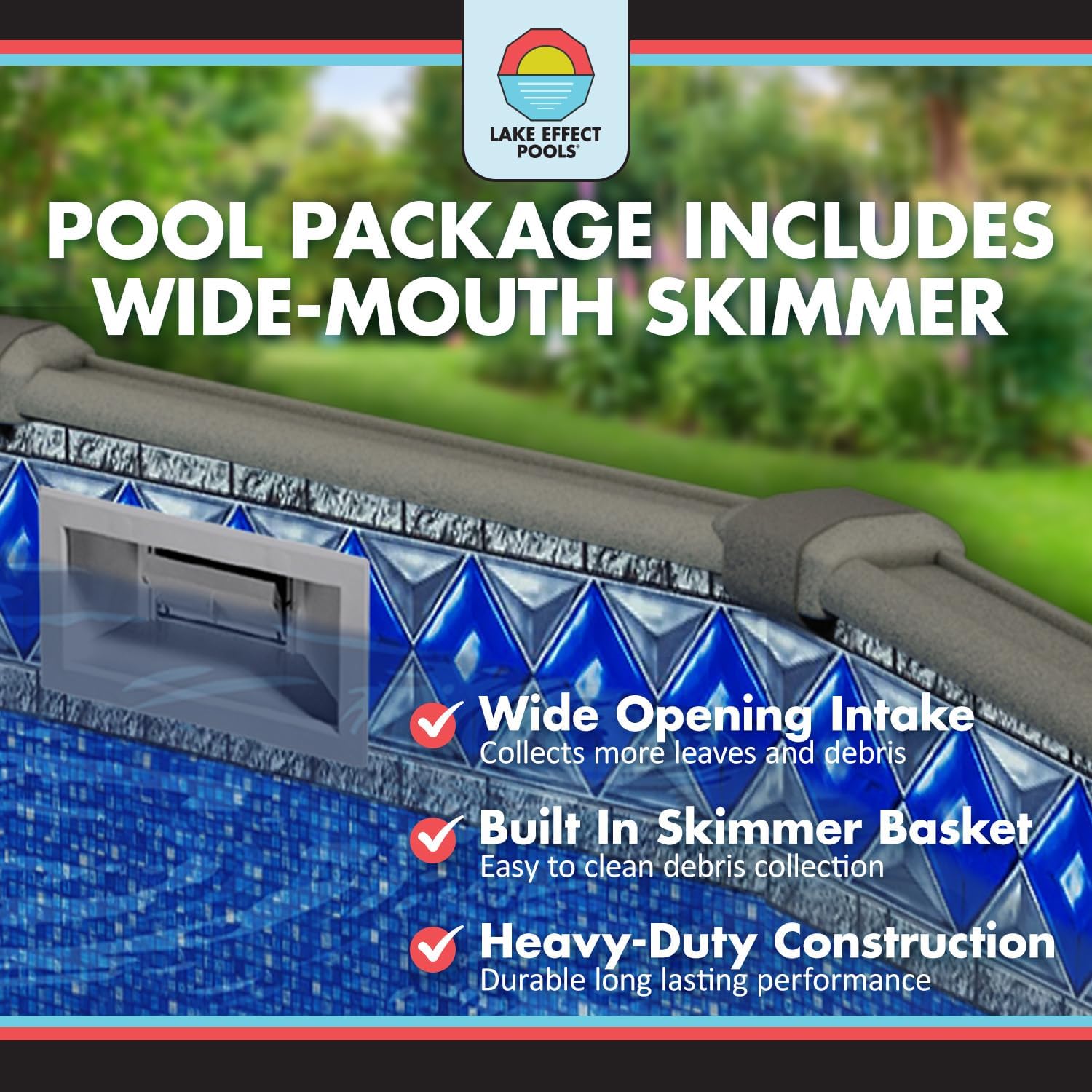 Lake Effect Pools 'Grand Cayman' 33 ft Round Above Ground Swimming Pool | 52 Inch Strong Extruded Resin Components | Bundle Includes: 25 Gauge Overlap Liner & Widemouth Skimmer