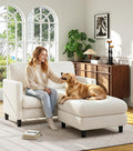 Welzona Loveseat, 51' Small L Shaped Couch, Comfy Teddy Love Seat with Ottoman Set, Tool-Free Setup Loveseat Sofa with Ottoman, All-Wood Small Sofa Couch for Bedroom, Couch for Living Room, Beige