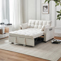 ECHINGLE 54.8'' Sleeper Sofa Bed 3-in-1 Convertible Couch with Pullout Bed, Reclining Backrest, Storage Pockets – Modern Space Lounge Furniture for Living Room, Includes Toss Pillows,Beige