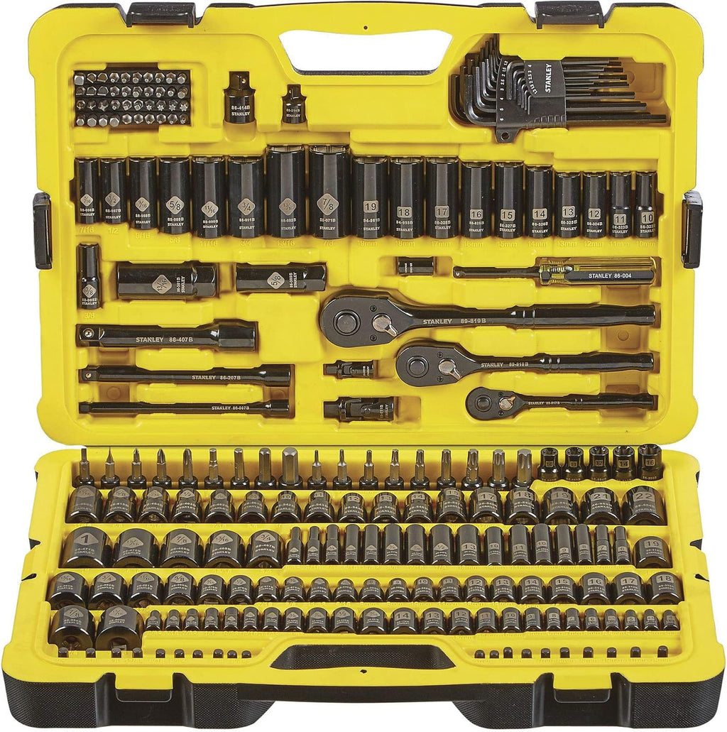 STANLEY Professional Grade Black Chrome New Mechanics Tool Set (Socket Set-229 Pieces)