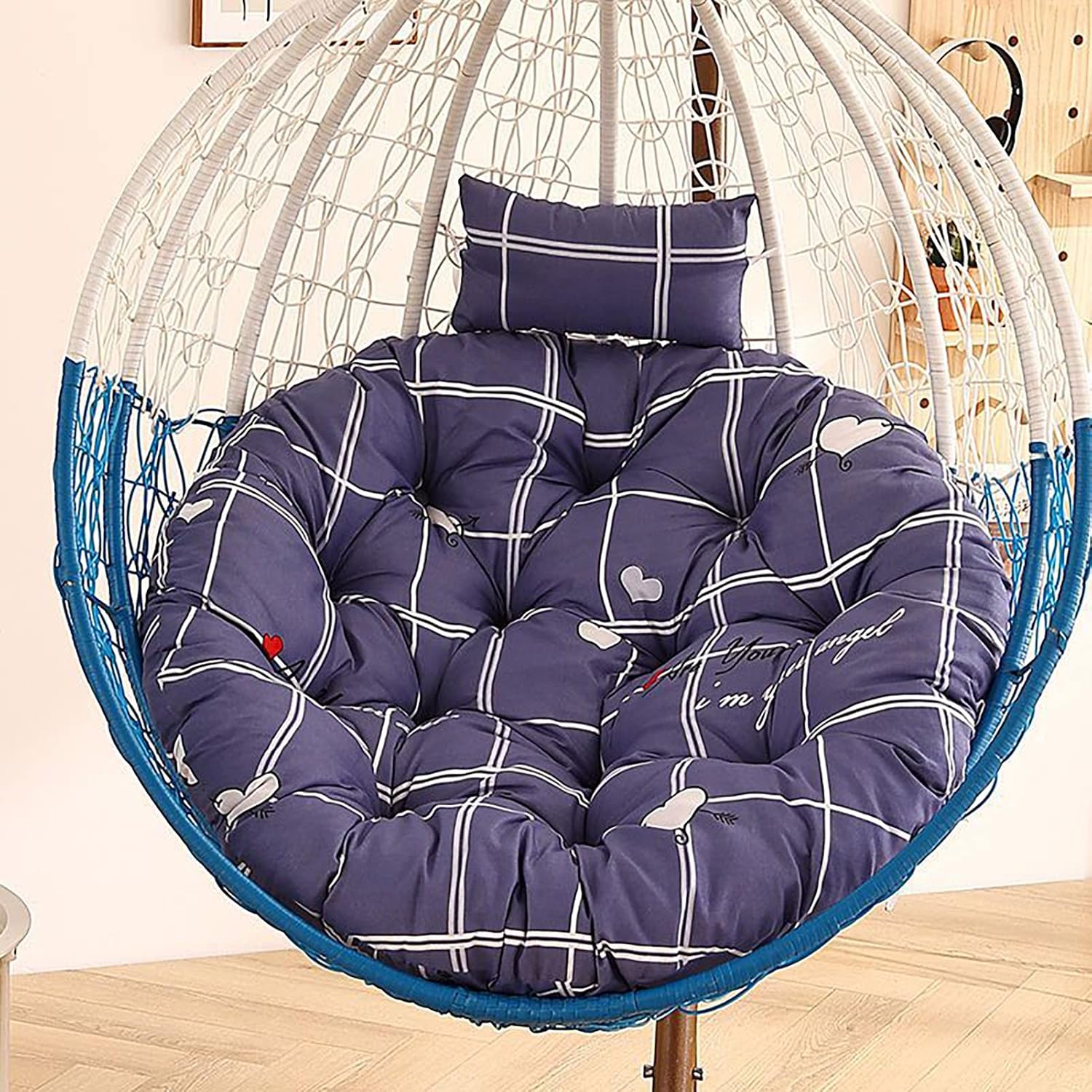 HUHJYUGE Hanging Egg Chair Cushion, Swing Seat Cushio Breathable, Rocking Chairs Seat Cushion Pad, Detachable, Sun-Resistant, Water-Resistant, for Outdoor Garden Patio Yard (C 115cm/45.2in)