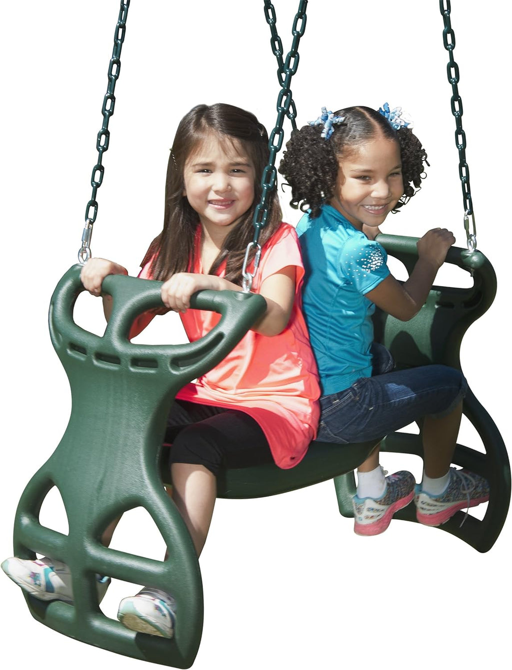 Swing-N-Slide WS 3452 Heavy Duty Two Person Dual Glider Swing, with Coated Chains to Prevent Pinching, 18' W x 25 in H x 40' L, Green