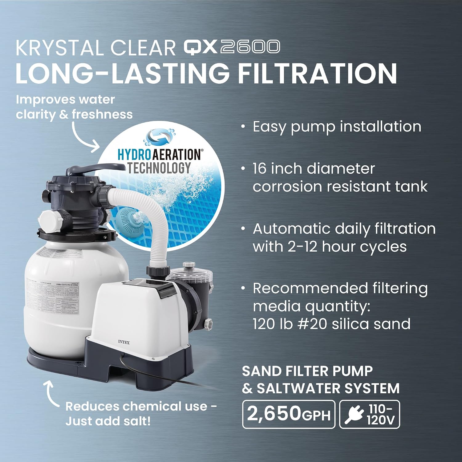 Intex Ultra XTR Heavy Duty Rectangular Above Ground Swimming Pool with Complete Set of Maintenance Kit, Ladder, and Sand Filter Pump, Gray