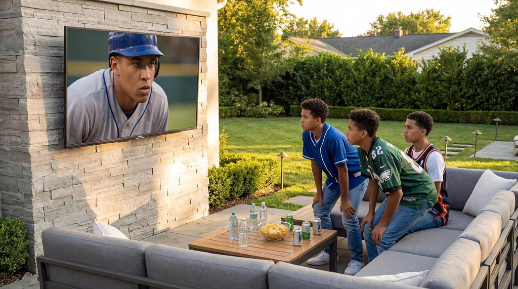 SYLVOX 65'' Outdoor TV, Premium 4K@120Hz Weatherproof TV for Smoother Sports & Gaming | IP55 Waterproof, 1000nits Brightness, Dolby Atmos, Google Smart OS with HDMI 2.1 & USB 3.0 (Gaming Series, 2025)