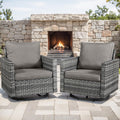 Outdoor Patio Swivel Rocker Chairs - Wicker Patio Swivel Rocking Chairs Set of 2 with Waterproof Wicker,Comfortable Cushions and Sturdy Metal Frame for Outside Porch Deck Backyard(Mixed Grey/Grey)