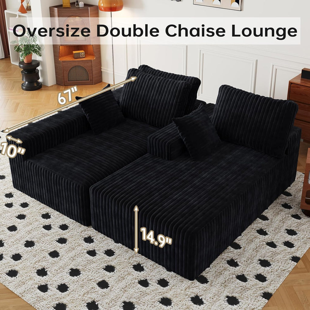 108' Modular Sectional Cloud Couch for Living Room Deep Seat L Shapes Boneless Couch with Oversized Chaise Lounge, Comfy Memory Foam Flannel Fabric Sofa for Bedroom Apartment, No Assembly Required