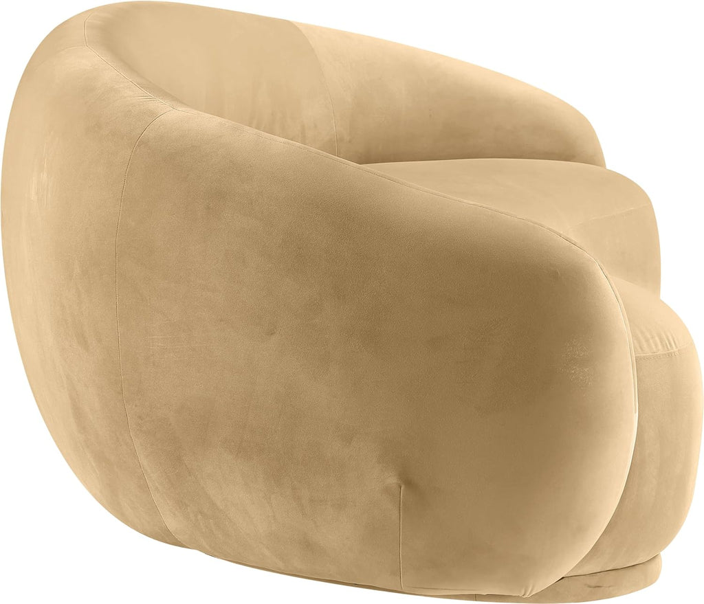 Meridian Furniture 44044Camel-S Emery Collection Modern | Contemporary Sofa with Ultra Luxe Camel 460 GSM Velvet, Solid Eucalyptus Wood Inner Frame, 95' W x 45.5' D x 31' H, Camel