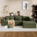 Cloud Wool Modular Sectional Sofa with Chaise, 106' L-Shaped Sofa Couch for Living Room, Deep Seat Plush Boneless Couches, Includes Pillows, Left Chaise, Green