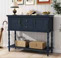 ARTPOWER Console Table with 2 Drawers, Retro Entryway Table with 2 Door Cabinets and Open Storage Shelf, Narrow Long Behind Couch Sofa Table for Living Room, Foyer, Hallway, Blue