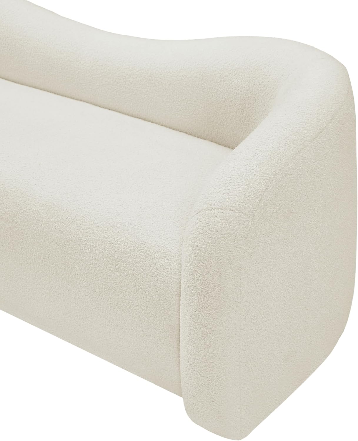 Meridian Furniture 186Cream-S Kali Collection Modern | Contemporary Sofa with Soft Cream Faux Shearling Teddy Fabric, Curved Back, 86' W x 33' D x 27' H, Cream