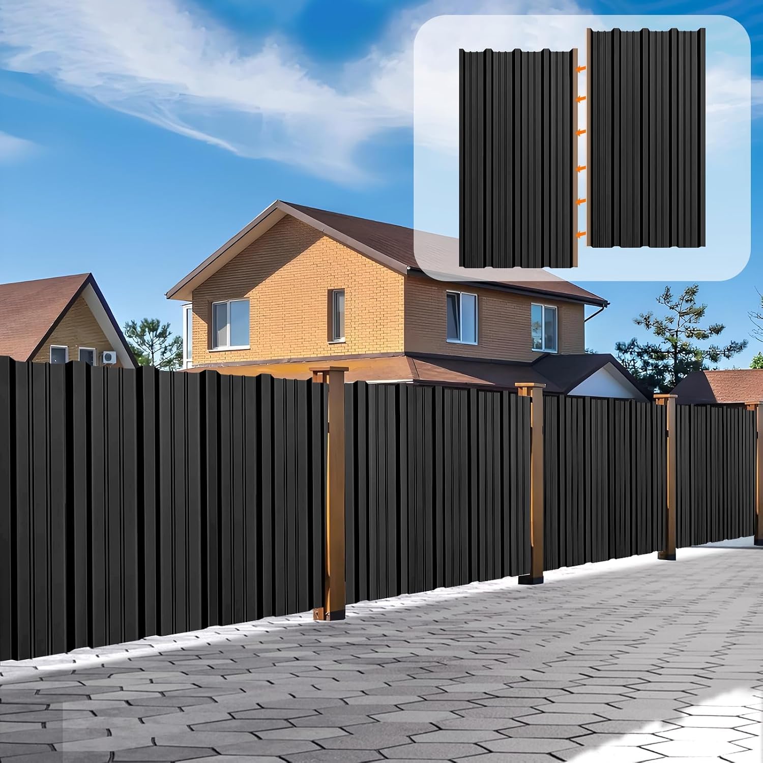 Metal Roofing Panels - 10 Pcs Waterproof Heavy Duty Metal Roof Panels Corrugated Metal Siding for Roofs Carports Tool Sheds Patio Porch Pergola, Easy to Install Black, 42.5x17.7in